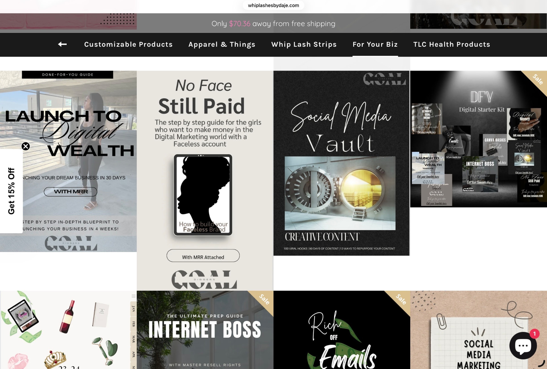 Digital product storefront with social media vault bundles